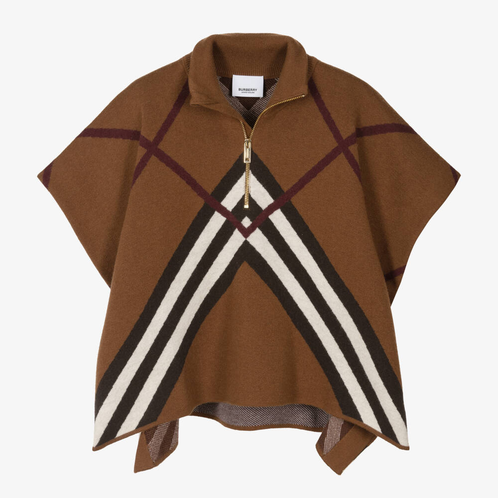 Burberry-Girls Elegant Chevron Knit Cape | Childrensalon Outlet