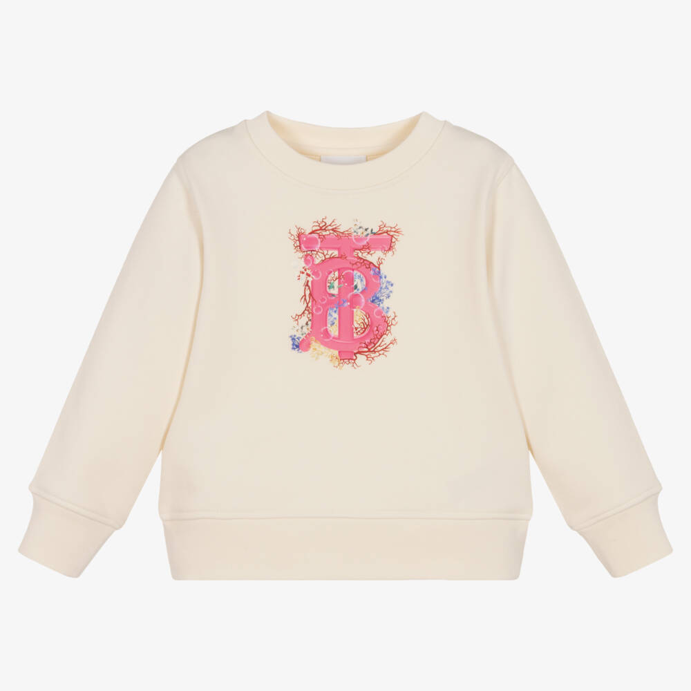 Burberry-Girls Elegant Cream Logo Sweater | Childrensalon Outlet