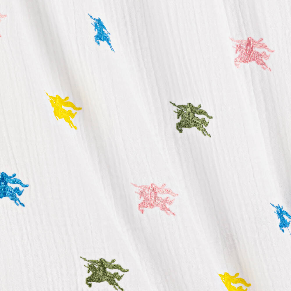 Burberry-Girls' Elegant Ivory Cotton Logo Dress | Childrensalon Outlet