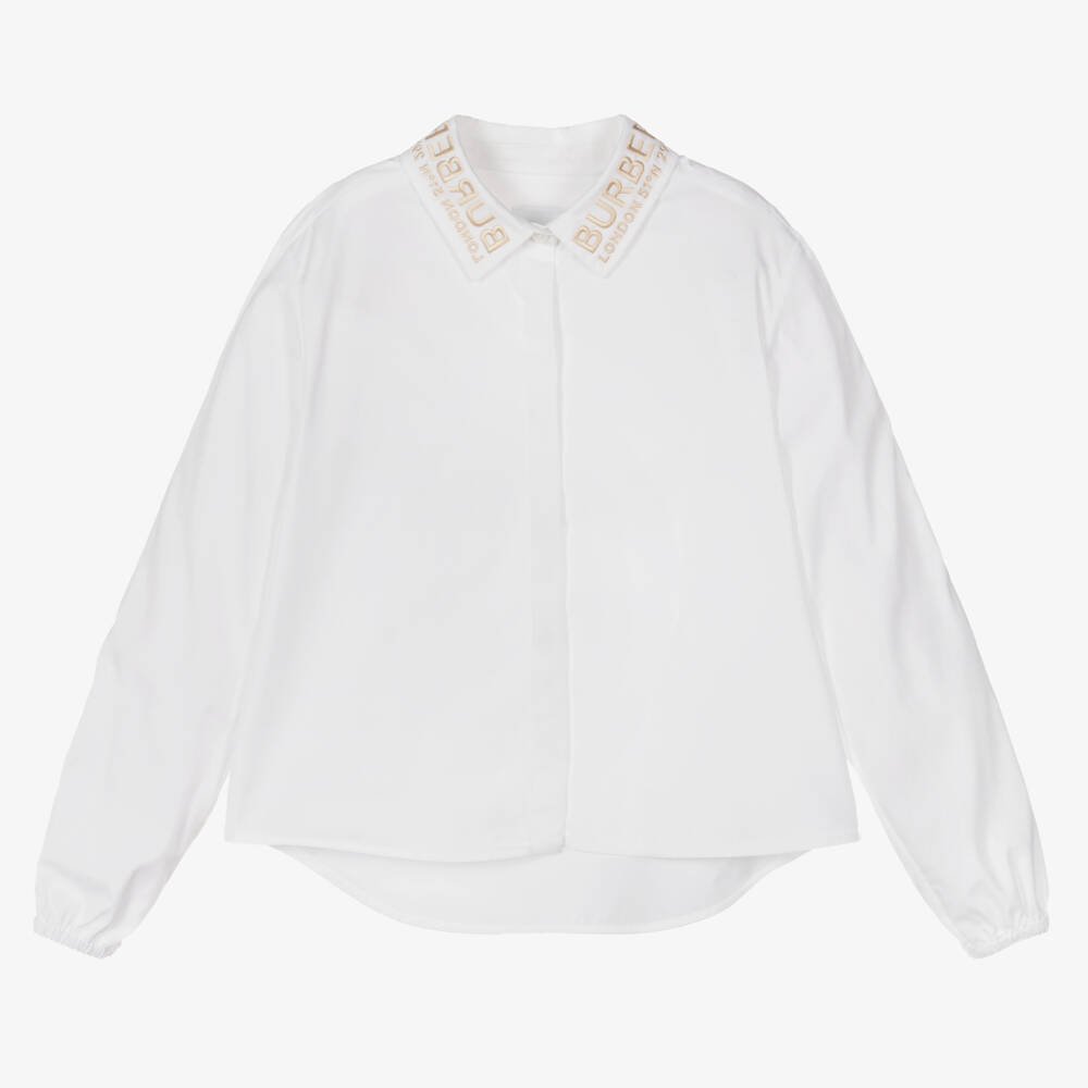 Burberry-Элегантная белая блузка-накидка для девочек | Childrensalon Outlet