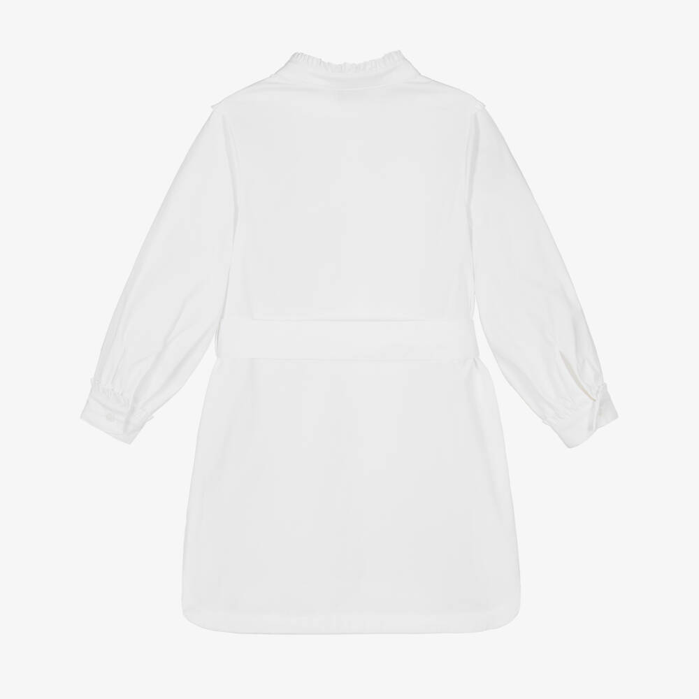 Burberry-فستان بوبلين أبيض أنيق للبنات | Childrensalon Outlet