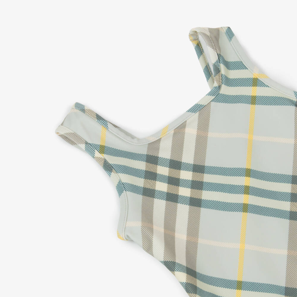 Burberry-Girls Green Check Swimsuit | Childrensalon Outlet