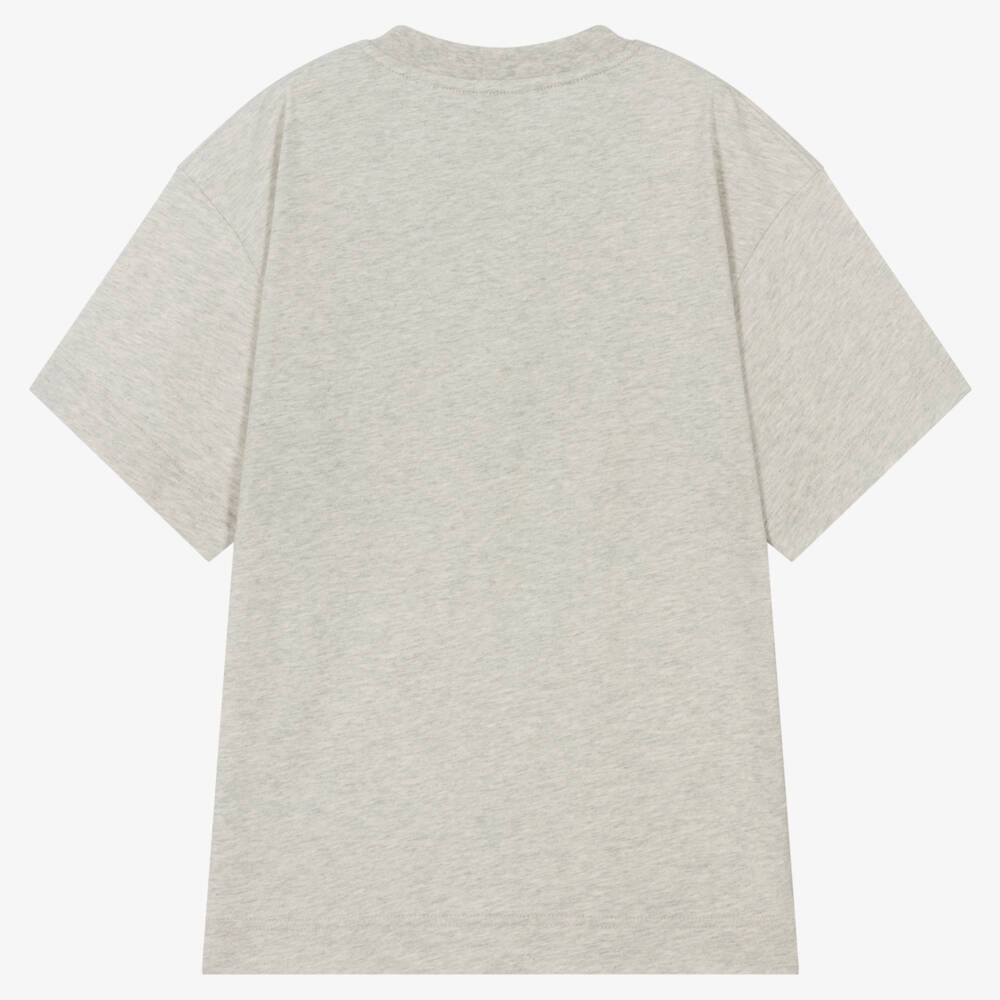 Burberry-Girls Grey Marl Varsity Tee | Childrensalon Outlet