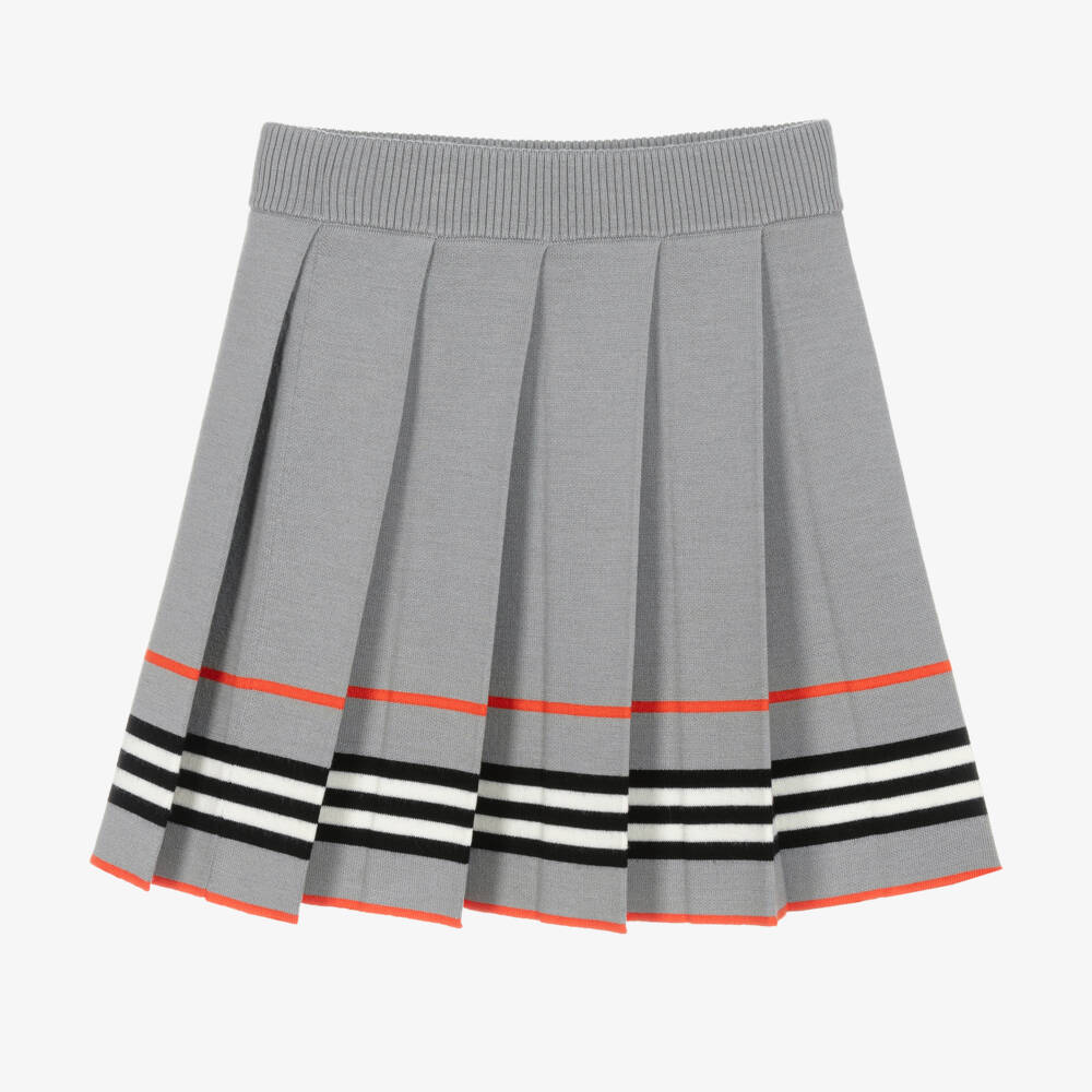 Burberry-Серая шерстяная юбка в полоску для девочек | Childrensalon Outlet