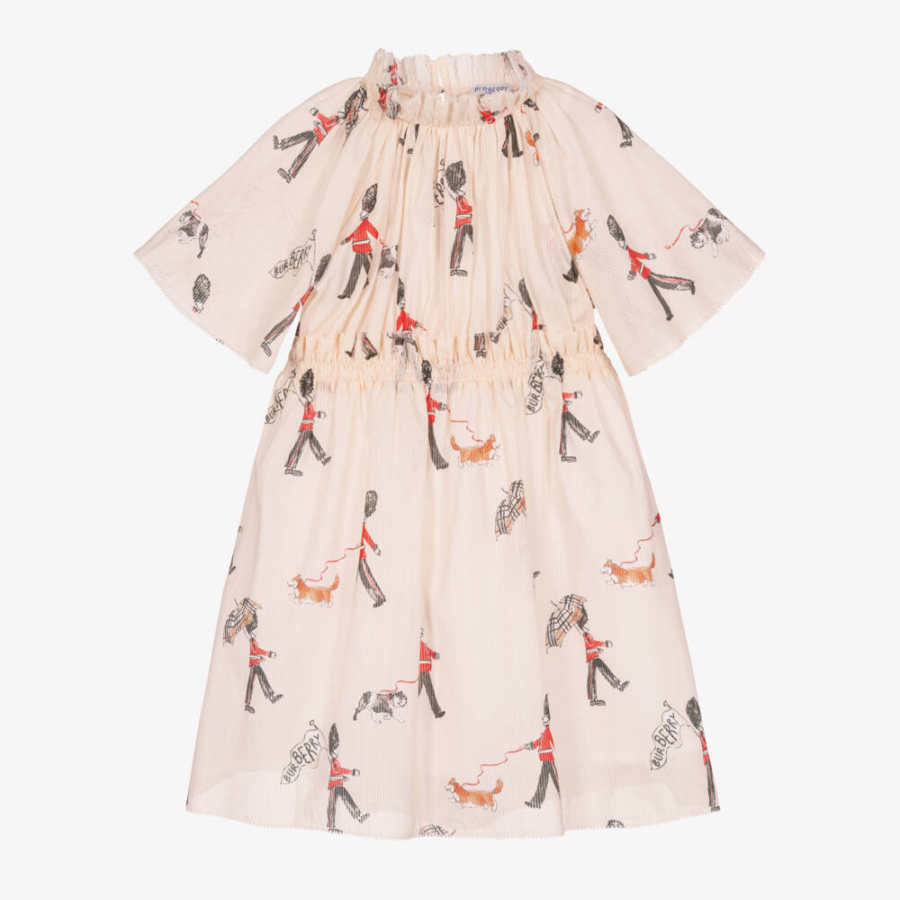 Burberry-Girls Guard Print Cotton Dress | Childrensalon Outlet