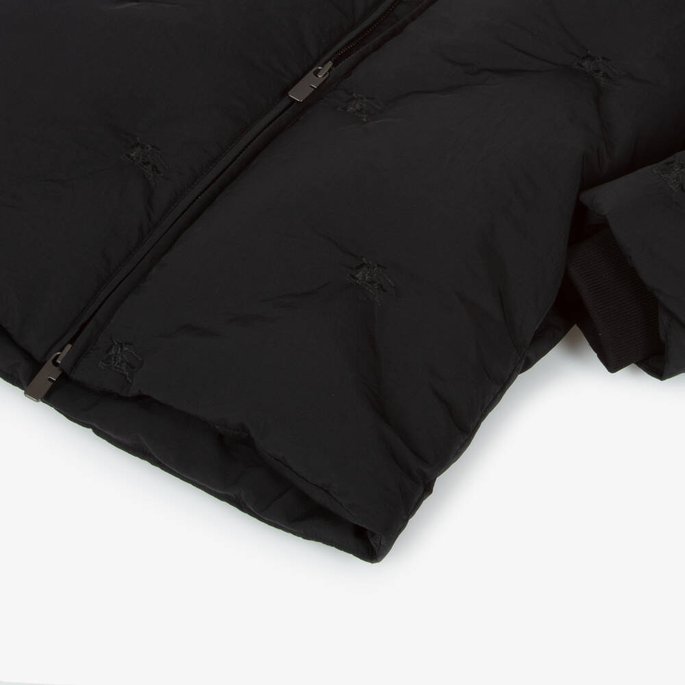 Burberry-Girls Hooded Black Belted Coat | Childrensalon Outlet