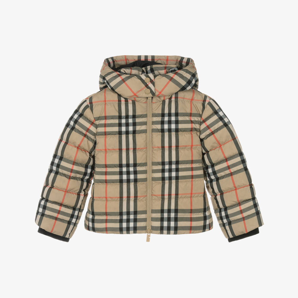 Burberry-Girls Hooded Check Short Jacket | Childrensalon Outlet