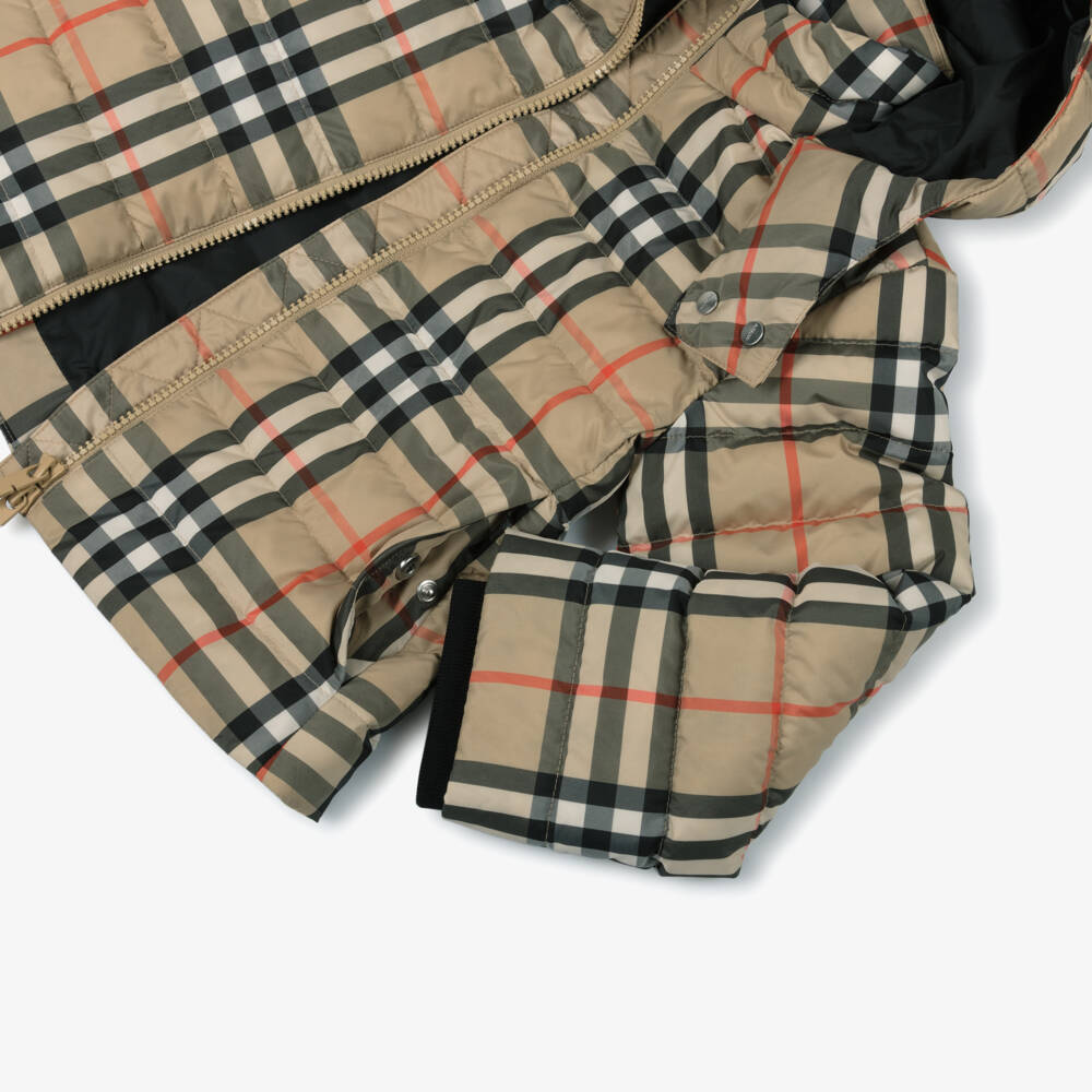 Burberry-Girls Hooded Check Short Jacket | Childrensalon Outlet