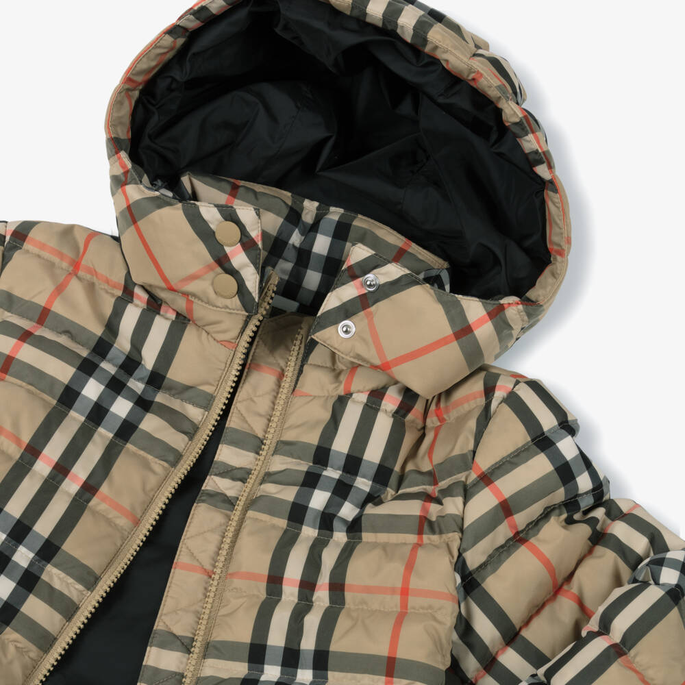 Burberry-Girls Hooded Check Short Jacket | Childrensalon Outlet