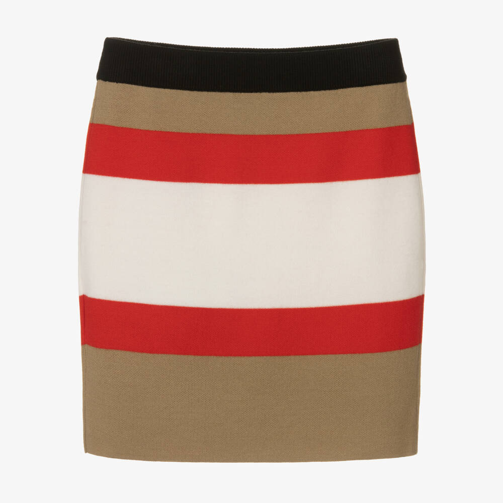 Burberry-Girls Iconic Striped Woolen Skirt | Childrensalon Outlet