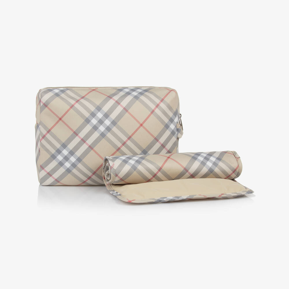Burberry-Girls Italian Woven Beige Diaper Pouch | Childrensalon Outlet