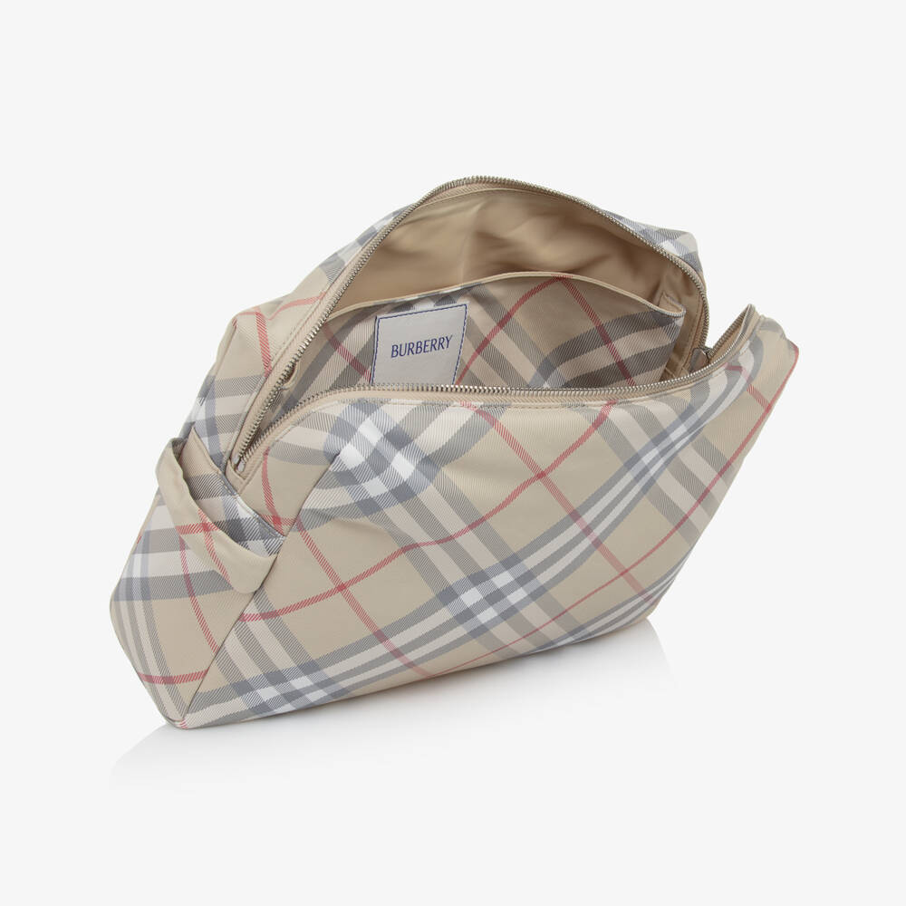 Burberry-Girls Italian Woven Beige Diaper Pouch | Childrensalon Outlet