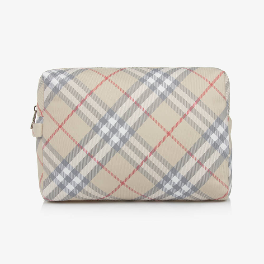 Burberry-Girls Italian Woven Beige Diaper Pouch | Childrensalon Outlet