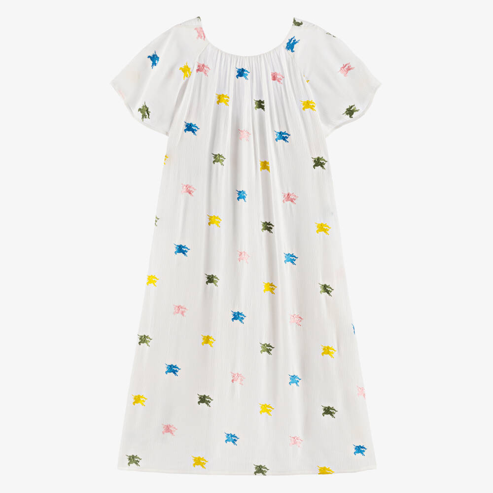 Burberry-Платье кремовое с вышитым логотипом для девочек | Childrensalon Outlet