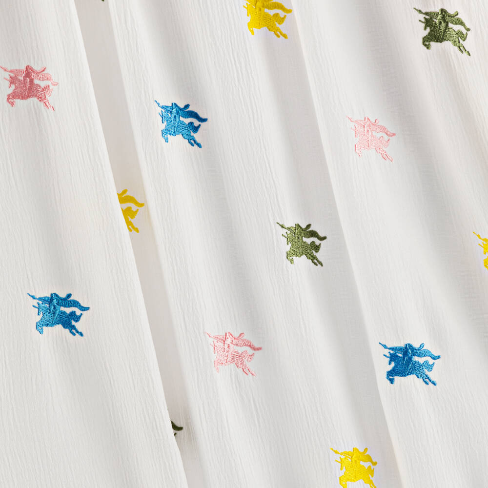 Burberry-Girls Ivory Embroidered Logo Dress | Childrensalon Outlet