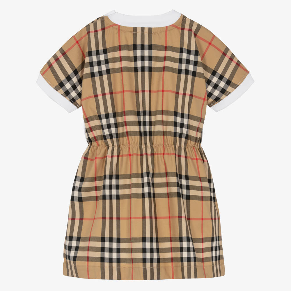 Burberry-Girls Ivory Heritage Pattern Dress | Childrensalon Outlet