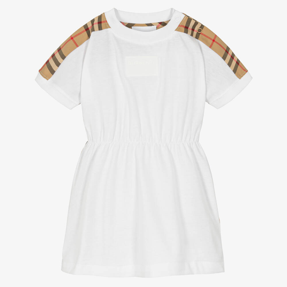 Burberry-Girls Ivory Heritage Pattern Dress | Childrensalon Outlet