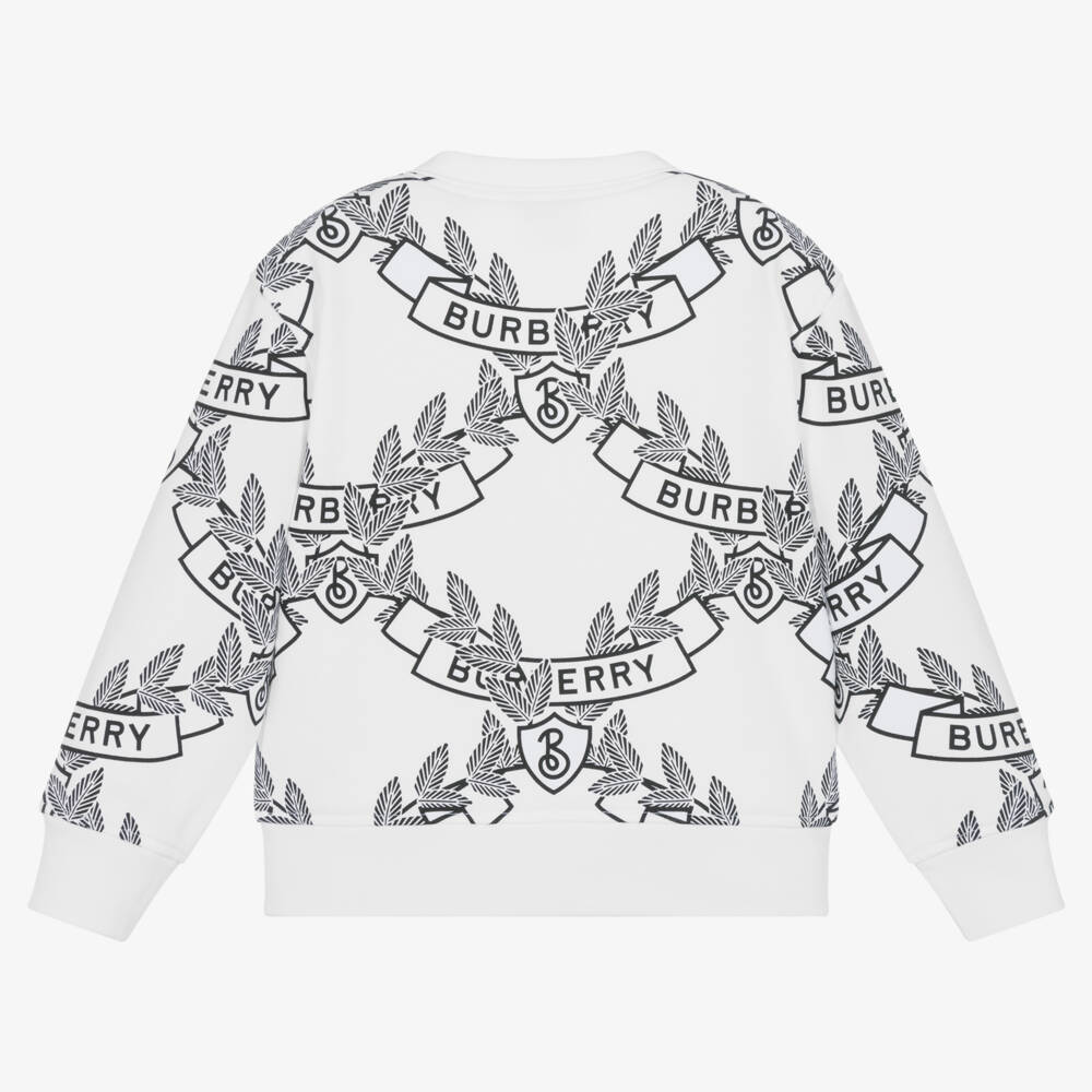 Burberry-Girls Ivory Leaf Emblem Cardigan | Childrensalon Outlet