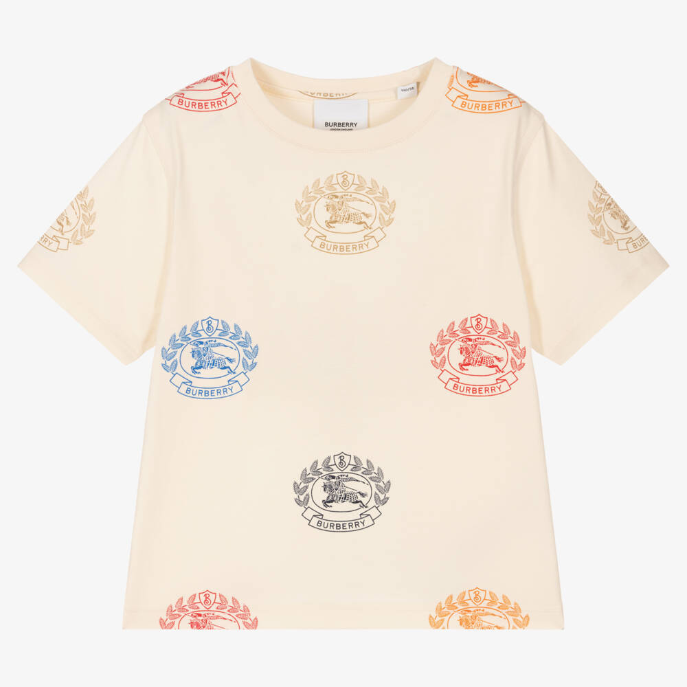 Burberry-Girls Ivory Logo Print Tee | Childrensalon Outlet