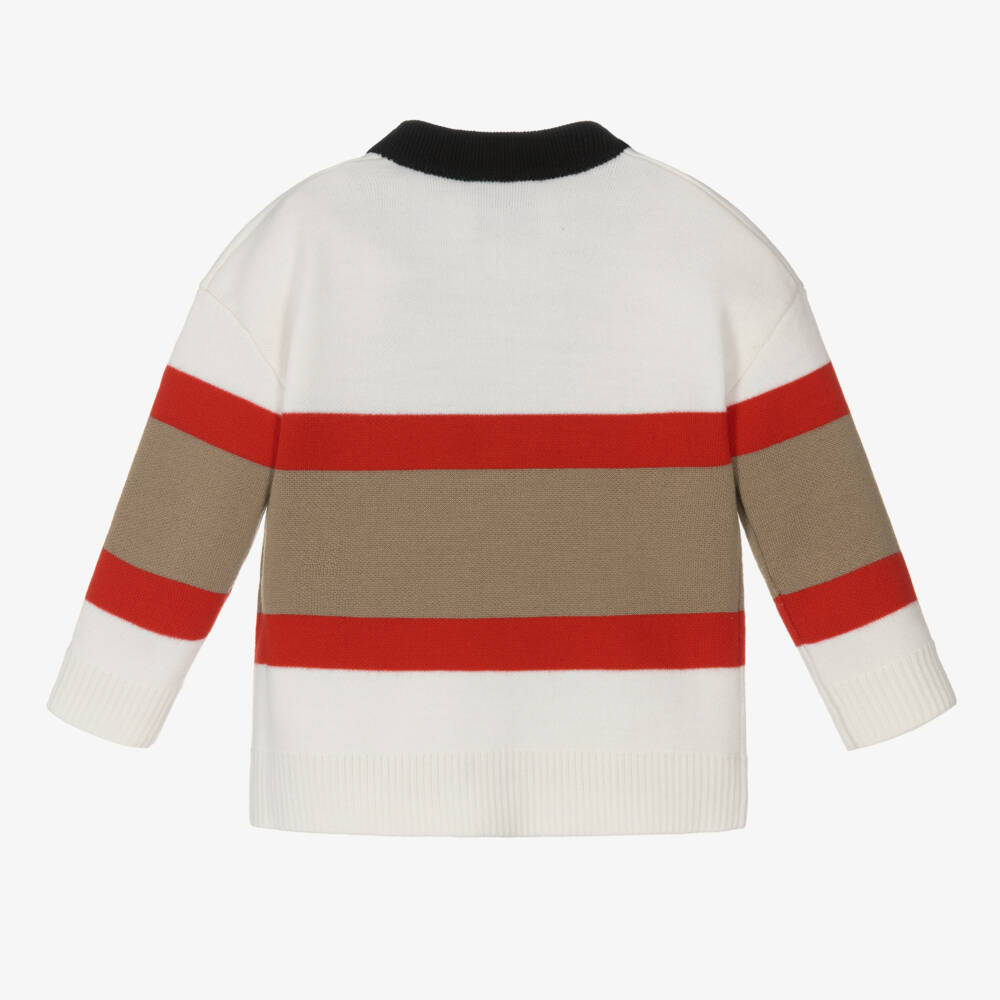 Burberry-Girls Ivory Merino Wool Cardigan | Childrensalon Outlet