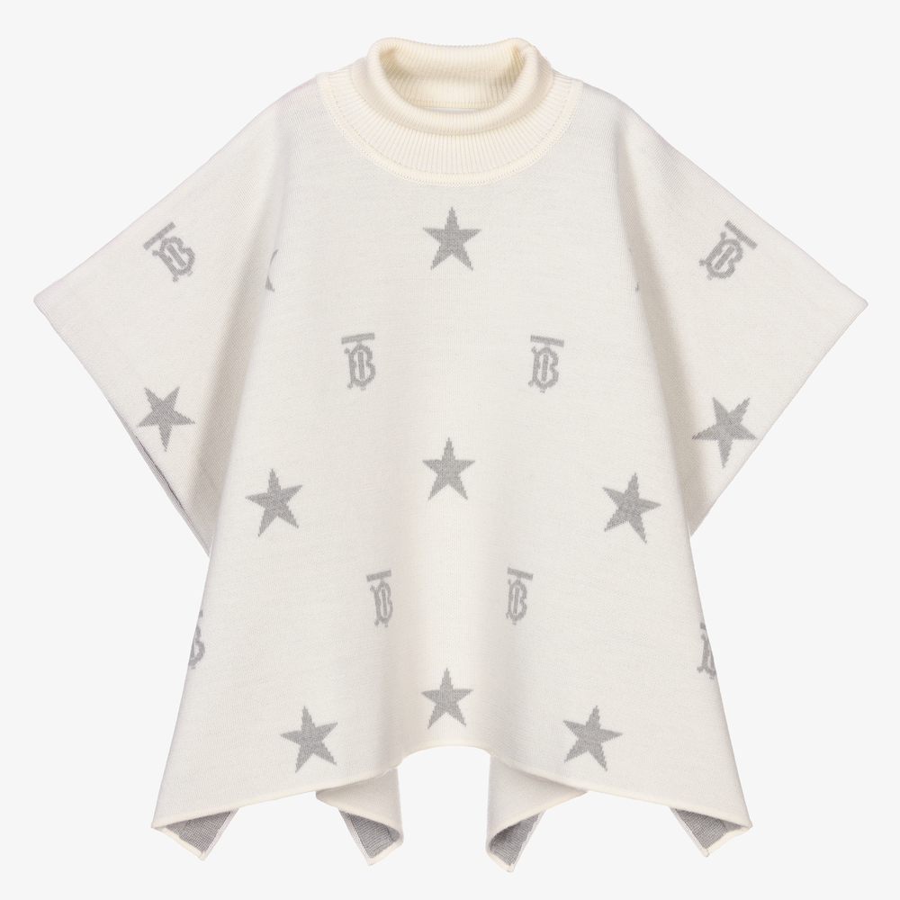 Burberry - Girls Ivory Monogram Poncho | Childrensalon