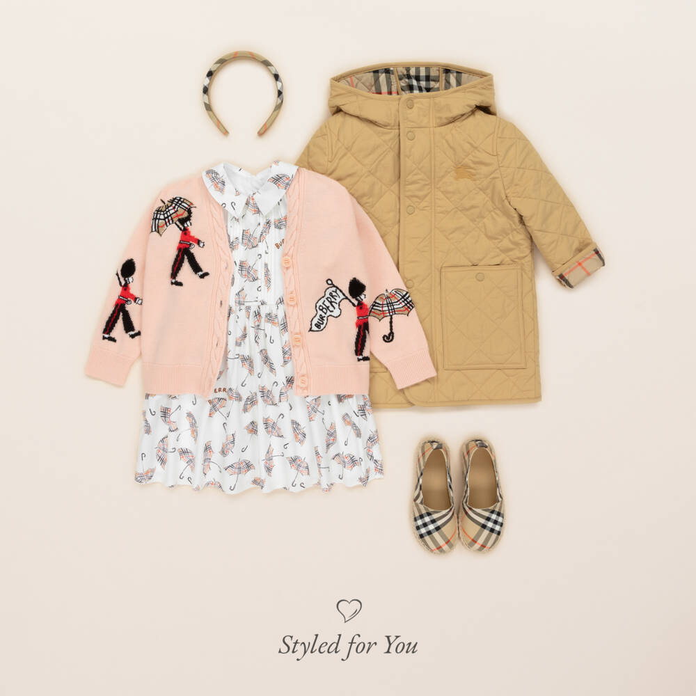 Burberry-Girls Ivory Parasol Cotton Dress | Childrensalon Outlet