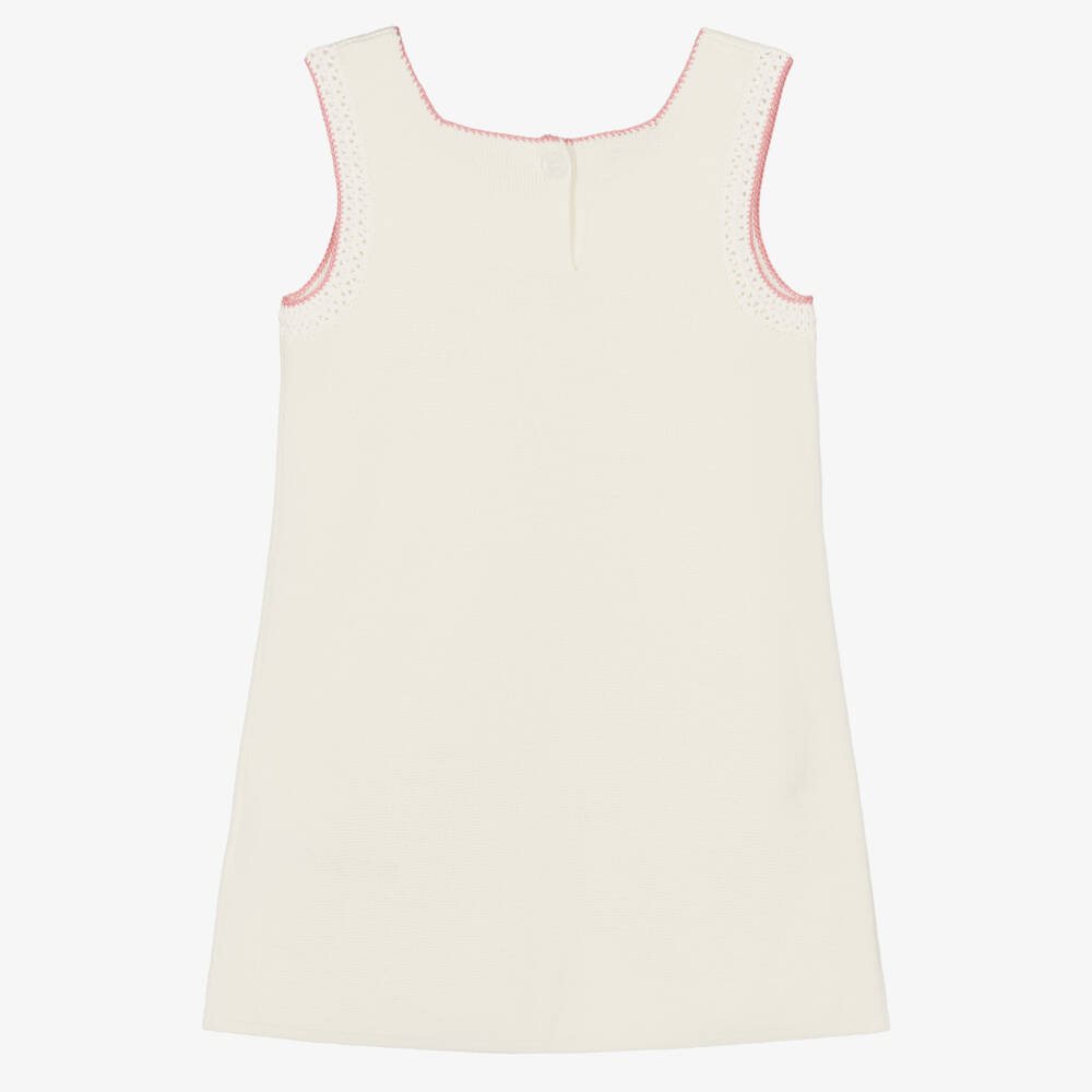 Burberry-Girls Ivory & Pink EKD Cotton Knit Dress | Childrensalon Outlet