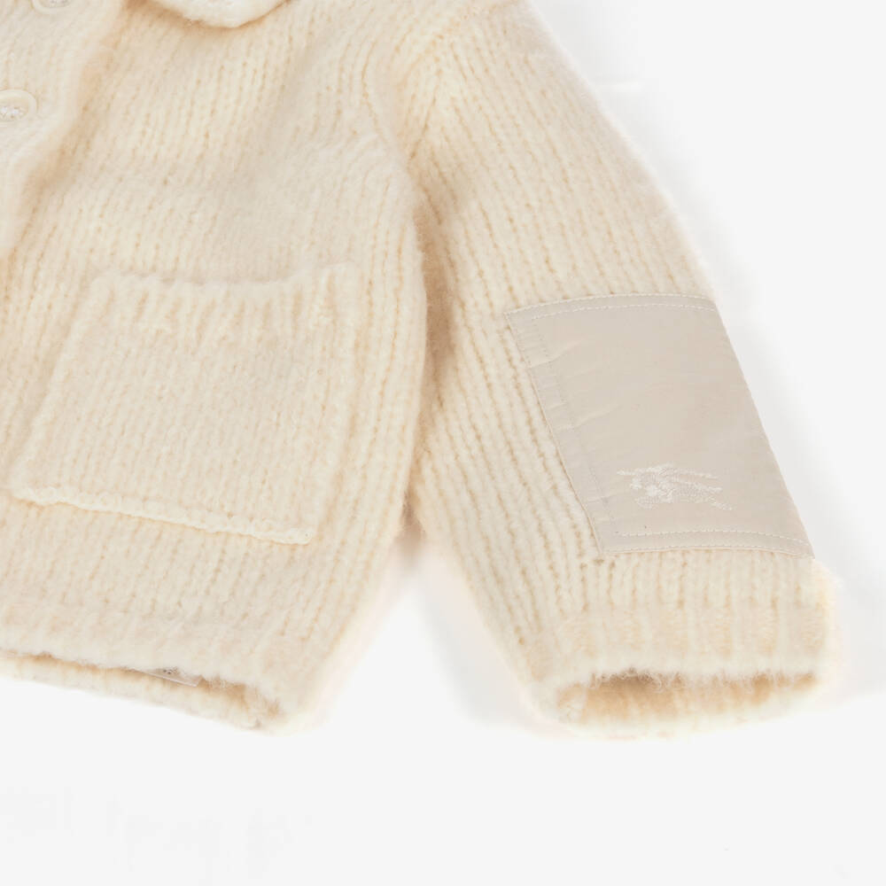 Burberry-Girls Ivory Wool Knit Cardigan | Childrensalon Outlet
