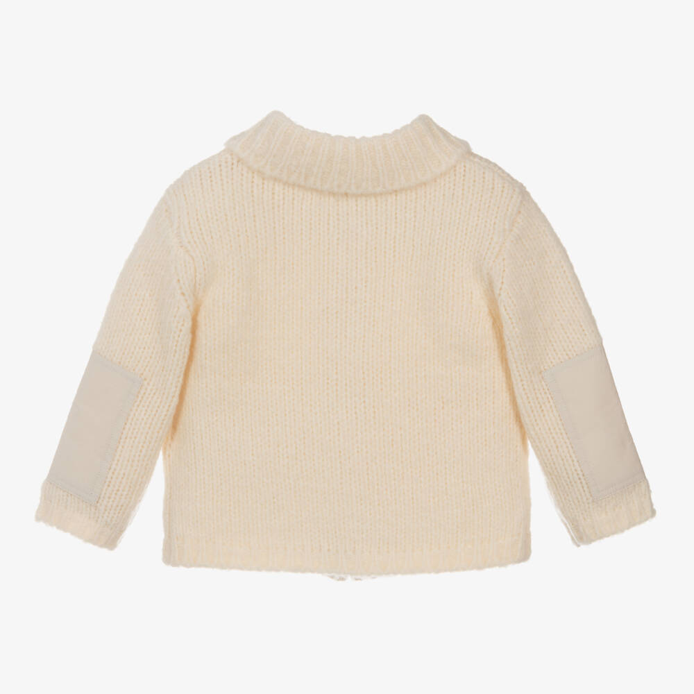 Burberry-Girls Ivory Wool Knit Cardigan | Childrensalon Outlet