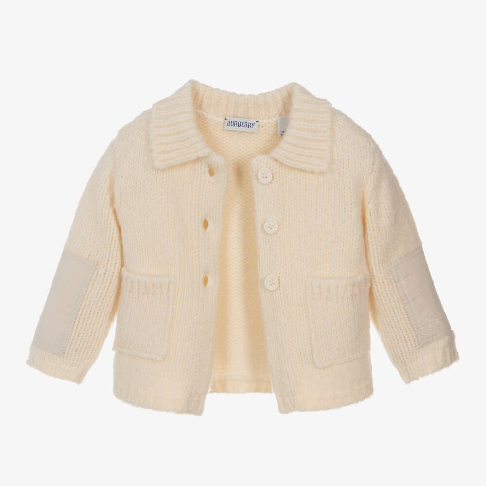 Burberry-Girls Ivory Wool Knit Cardigan | Childrensalon Outlet