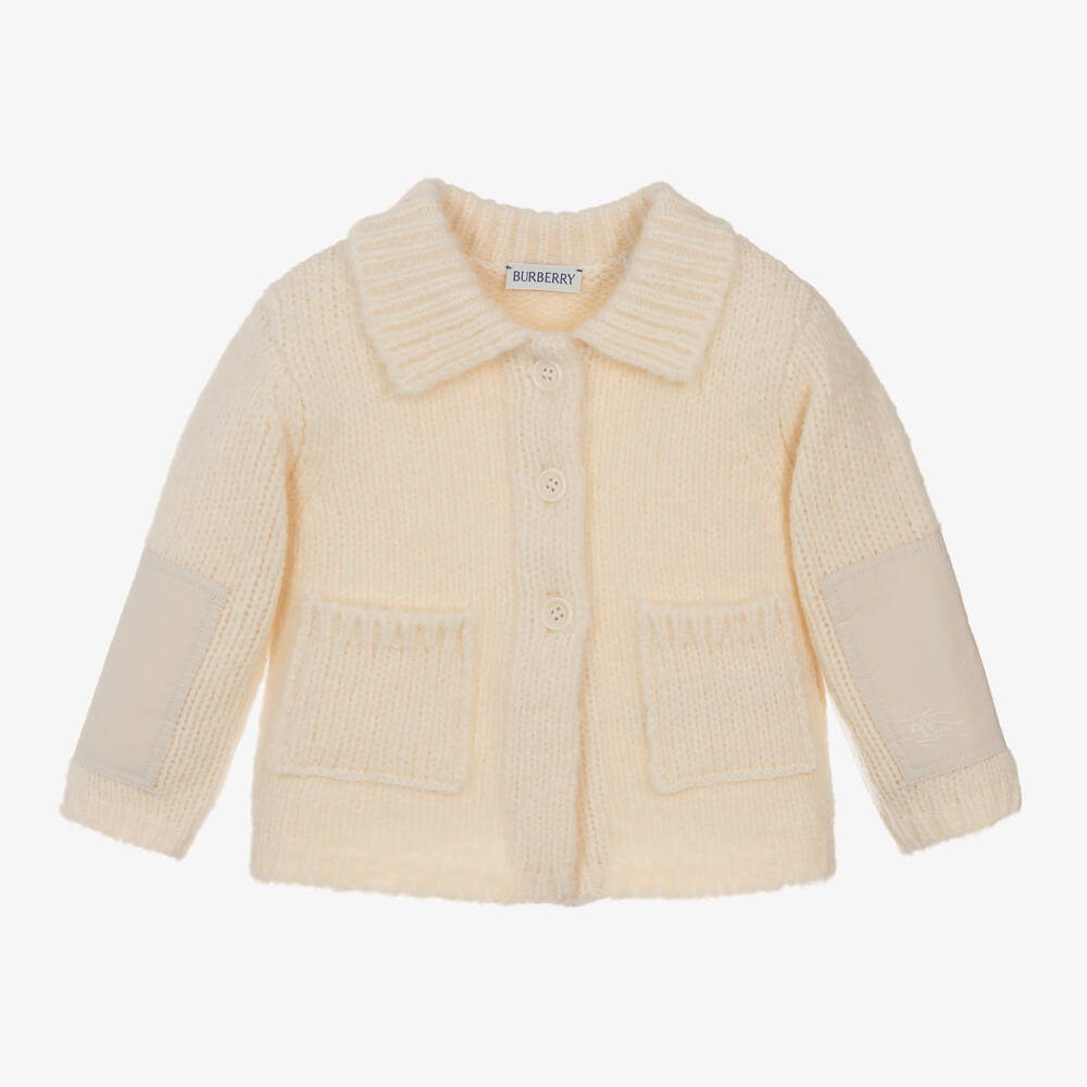 Burberry-Girls Ivory Wool Knit Cardigan | Childrensalon Outlet