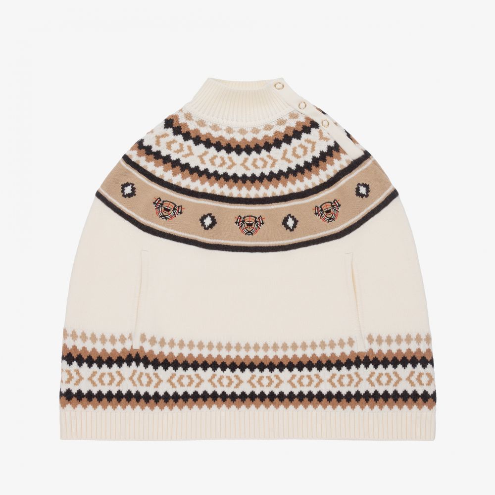 Burberry - Elfenbeinfarbener Strickponcho (M) | Childrensalon