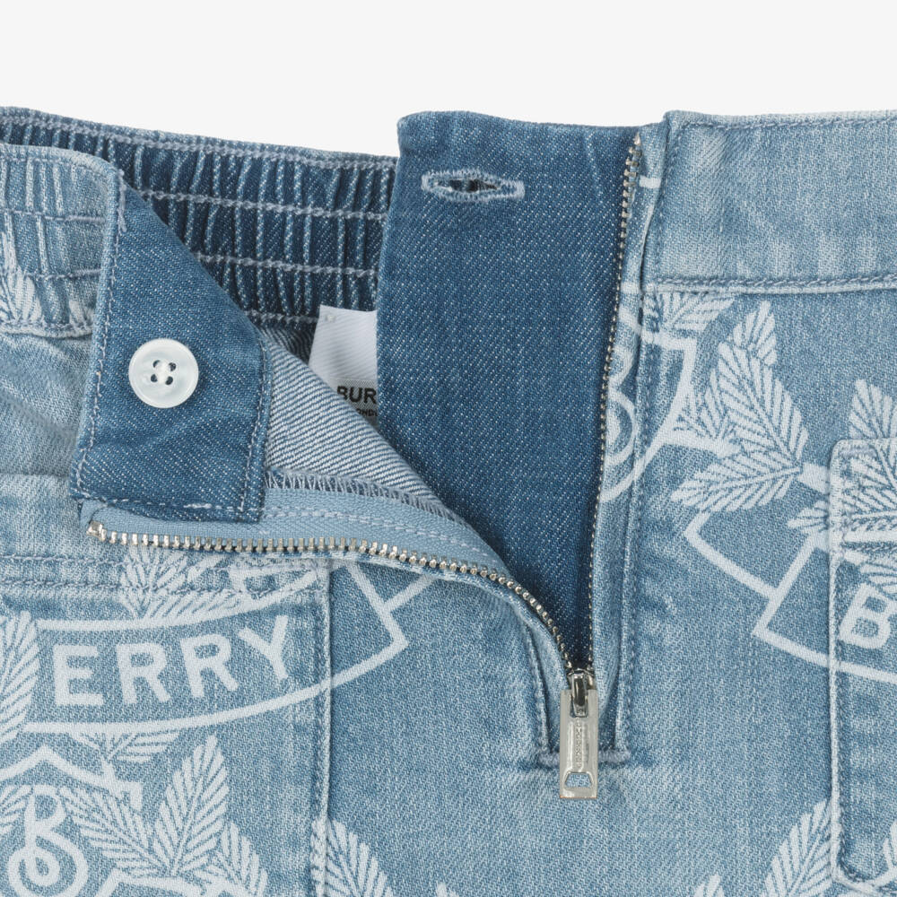 Burberry-Girls Leaf Emblem Denim Skirt | Childrensalon Outlet