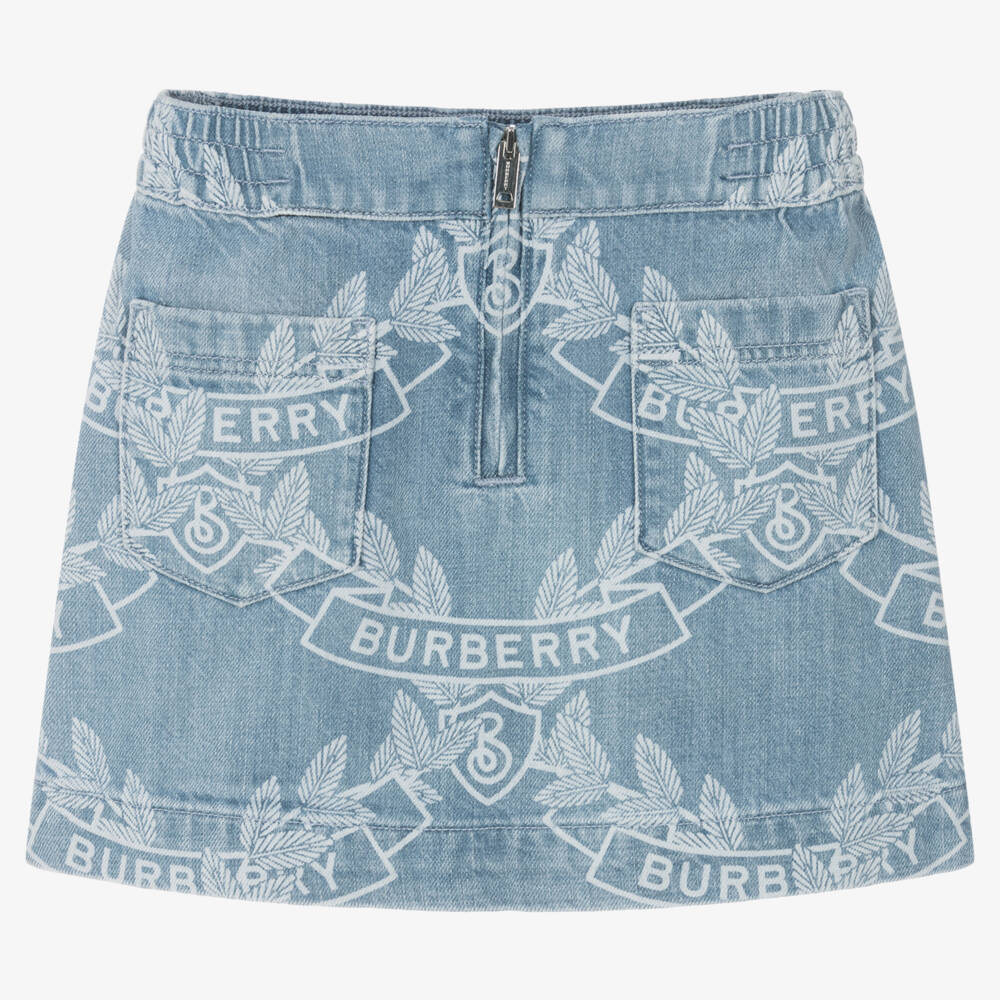 Burberry-Джинсовая юбка с эмблемой в виде листа для девочек | Childrensalon Outlet