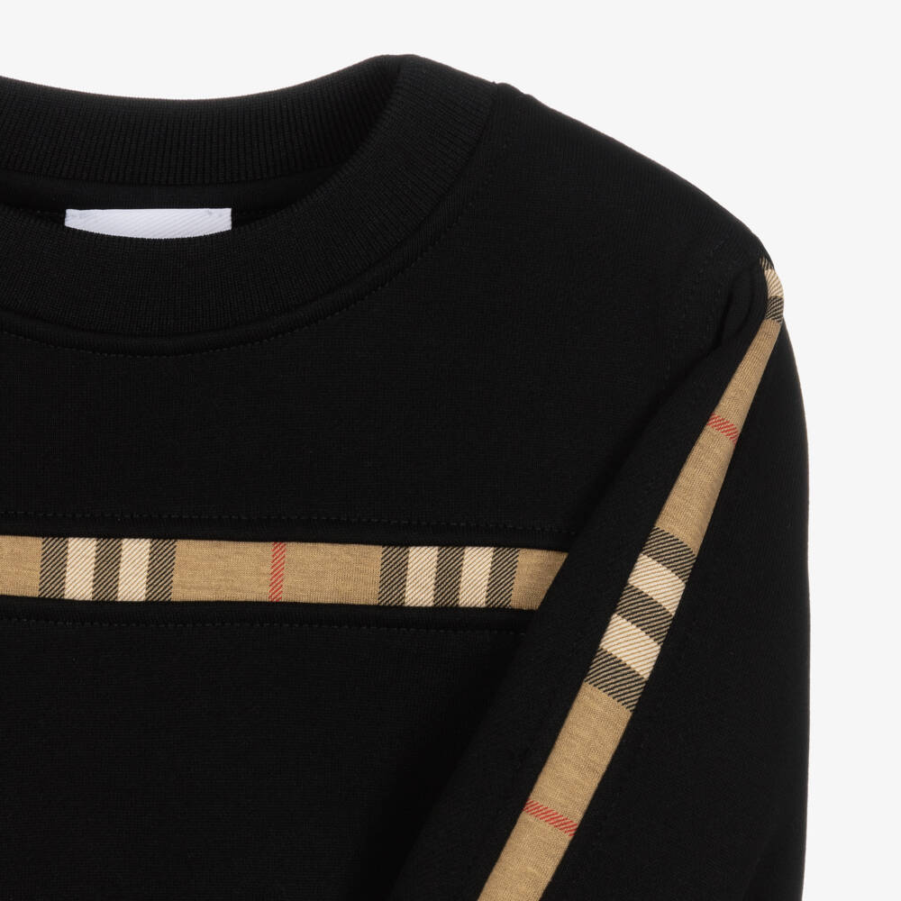 Burberry-Girls Luxurious Check-Accent Black Sweatshirt | Childrensalon Outlet