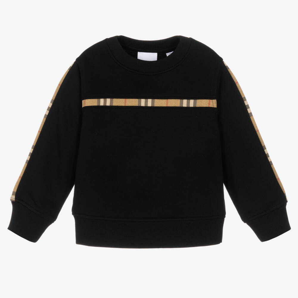 Burberry-Girls Luxurious Check-Accent Black Sweatshirt | Childrensalon Outlet