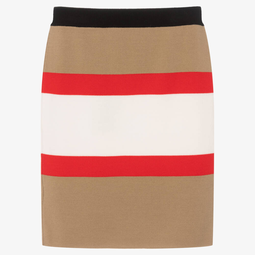 Burberry-تنورة شريط الأيقونة من صوف الميرينو للبنات | Childrensalon Outlet