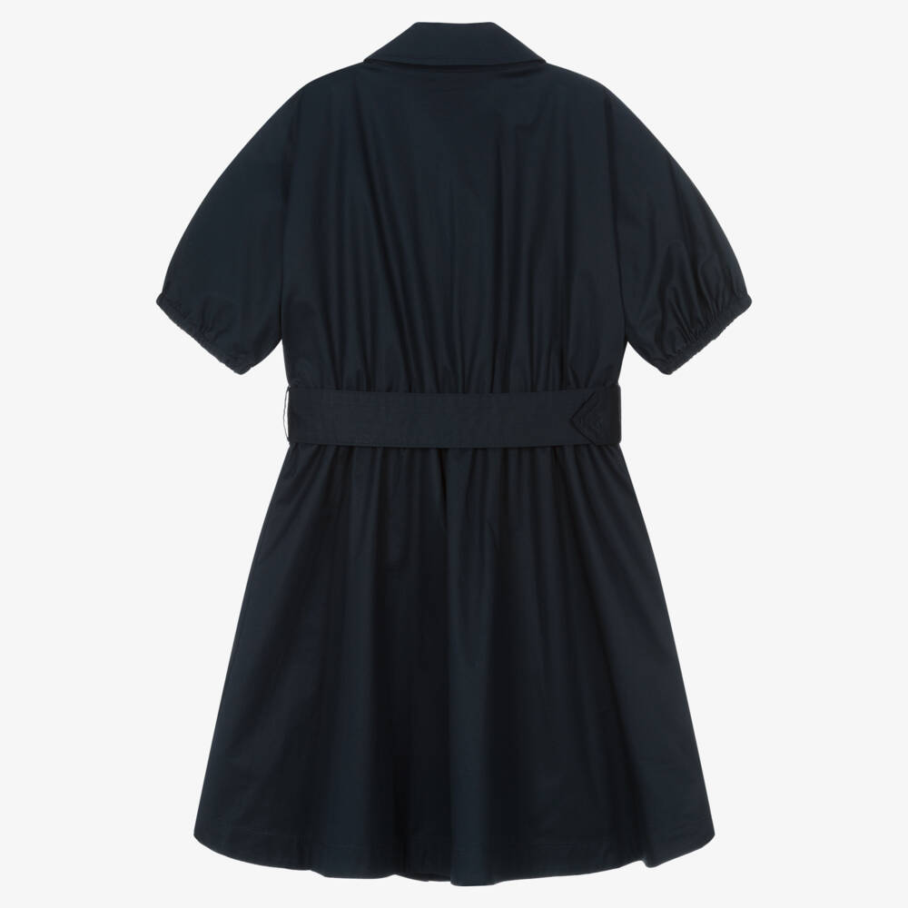 Burberry-Girls Navy Trench-Inspired Cotton Dress | Childrensalon Outlet