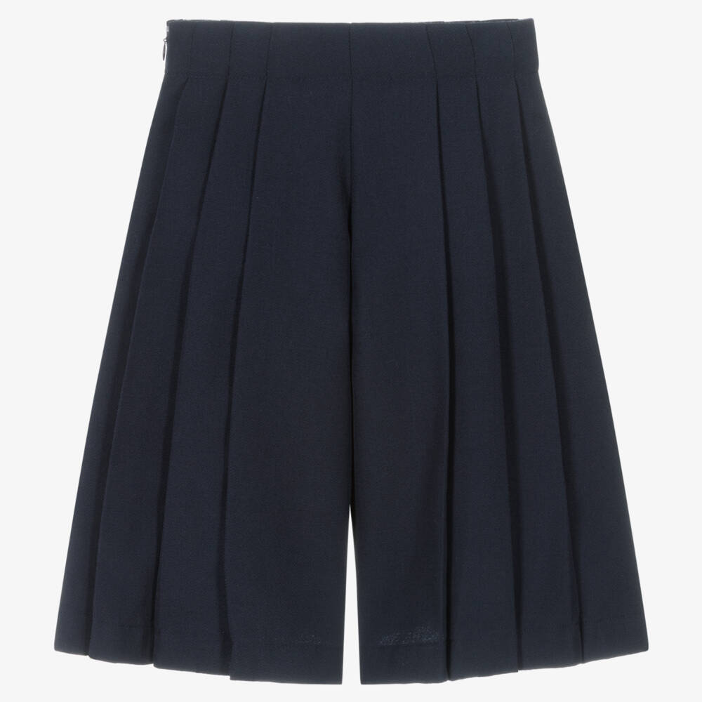 Burberry-Girls Navy Wool Pleated Trousers | Childrensalon Outlet