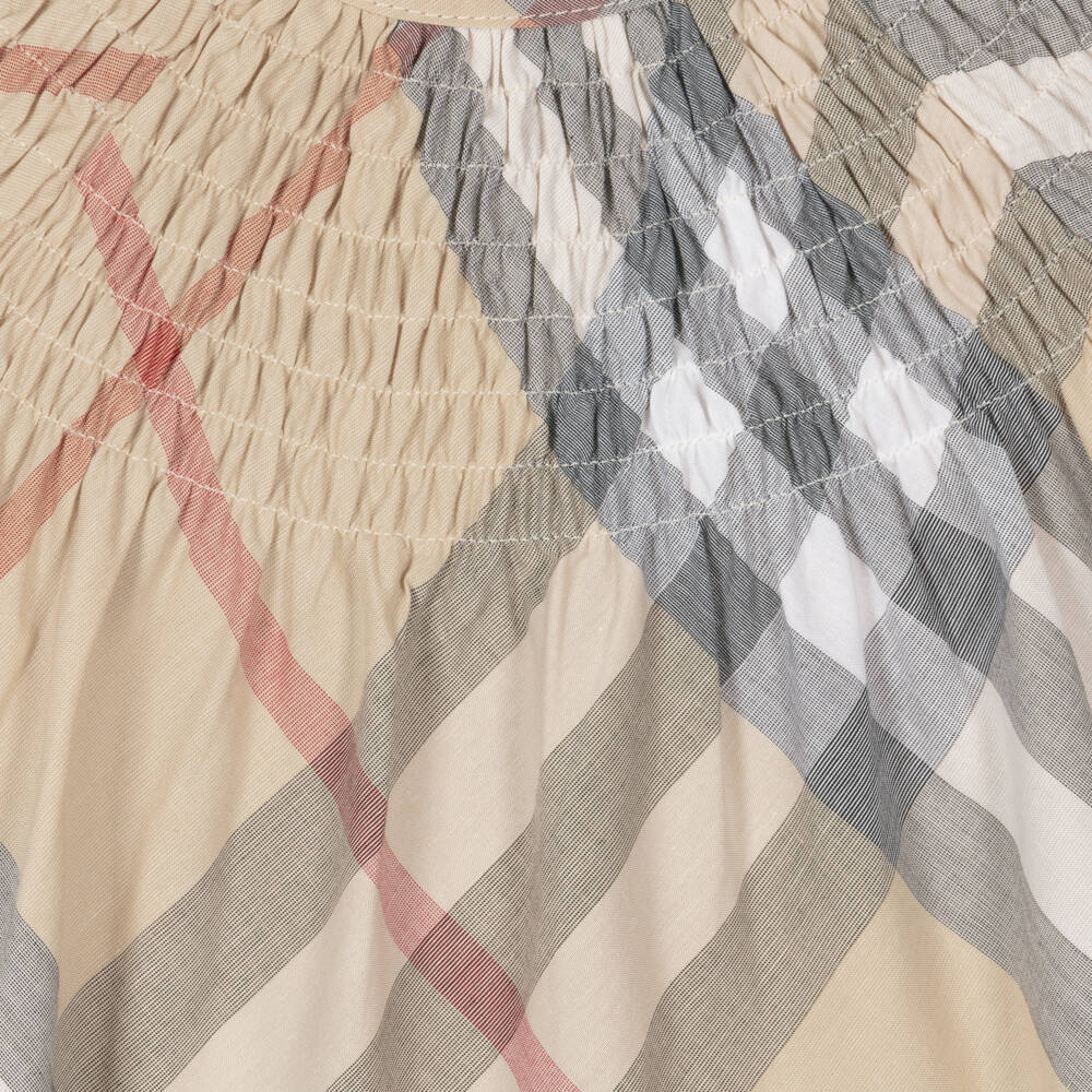 Burberry-Girls Organic Beige Plaid Frock | Childrensalon Outlet
