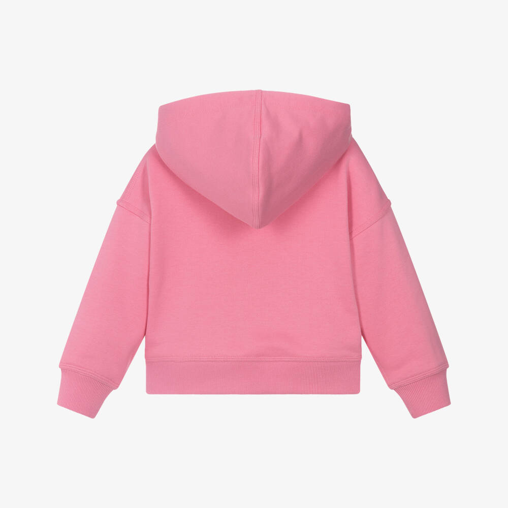 Burberry-Girls Organic Cotton Pink Hoodie | Childrensalon Outlet