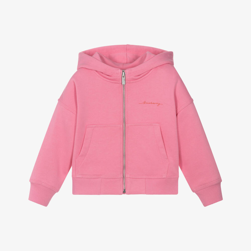 Burberry-Худи из органического хлопка розовый для девочек | Childrensalon Outlet