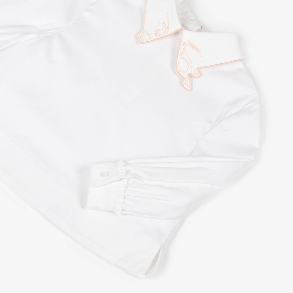 Burberry-Girls Organic Cotton White Blouse | Childrensalon Outlet