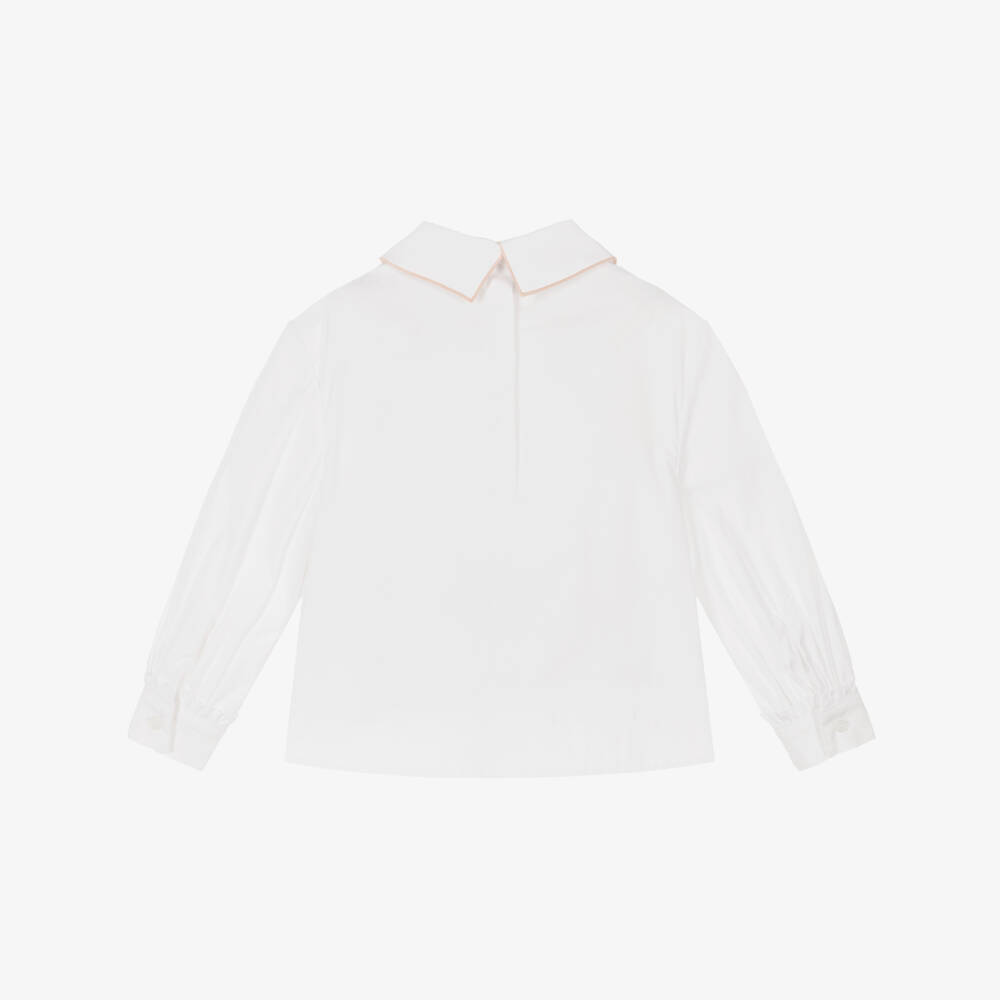 Burberry-Girls Organic Cotton White Blouse | Childrensalon Outlet