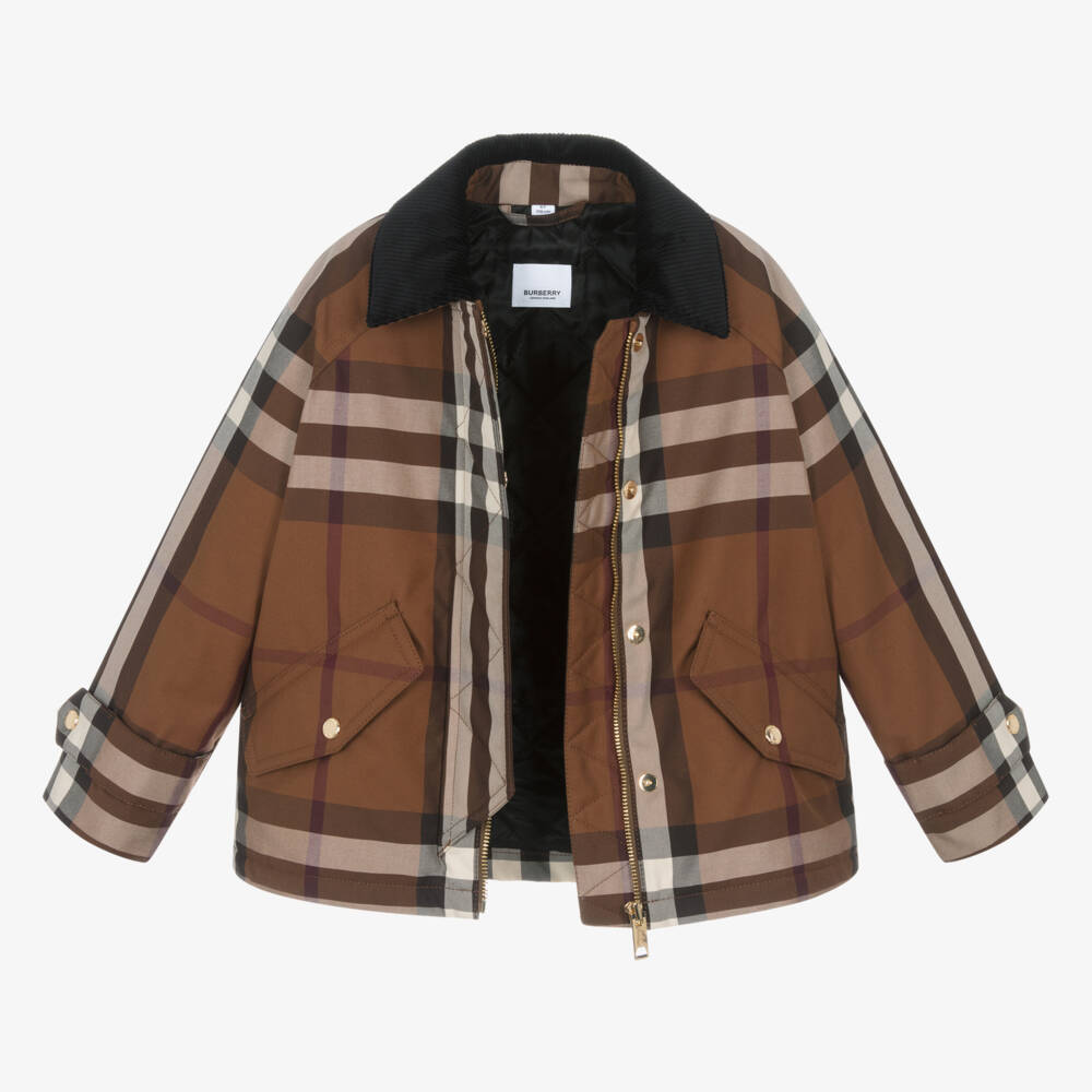 Burberry-Girls Oversized Brown Check Coat | Childrensalon Outlet