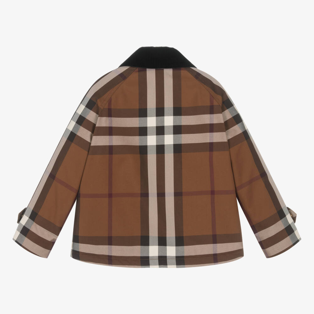 Burberry-Girls Oversized Brown Check Coat | Childrensalon Outlet