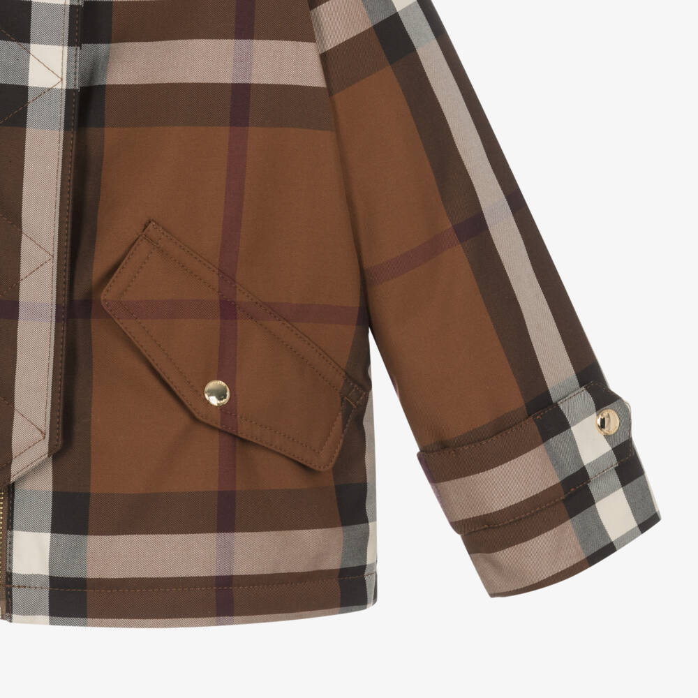 Burberry-Girls Oversized Brown Check Coat | Childrensalon Outlet
