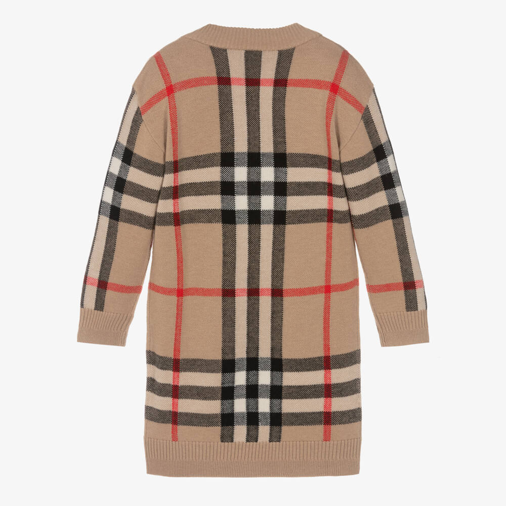 Burberry-Girls Oversized Check Knit Dress | Childrensalon Outlet