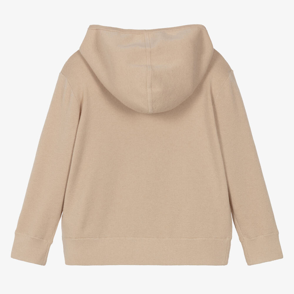 Burberry-Girls Pale Biscuit Cashmere Zip Hoodie | Childrensalon Outlet