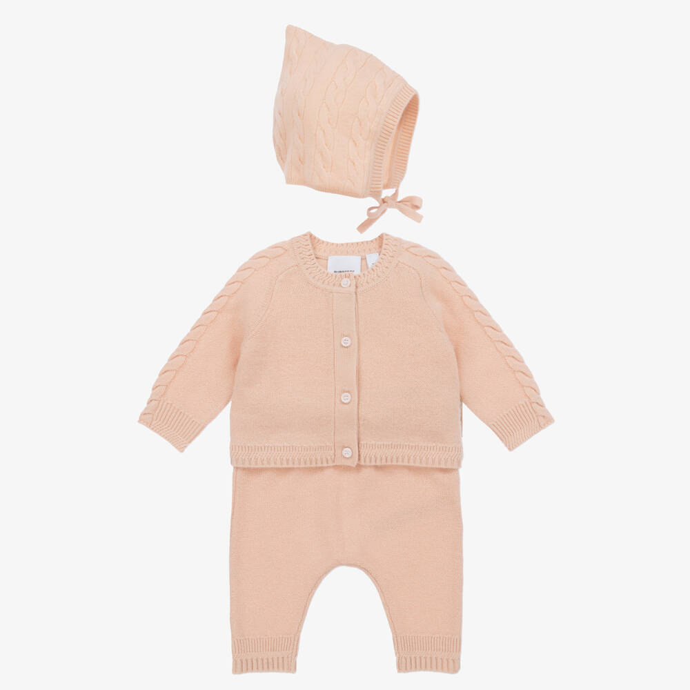Burberry-Кашемировый комплект бледно-розового цвета для девочек | Childrensalon Outlet